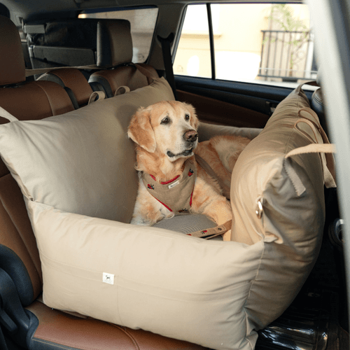 PoochMate Dog Travel Bed Large : Beige & Brown