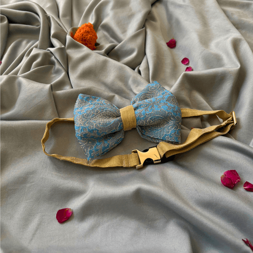 PoochMate Blue Brocade Dog Bow Tie