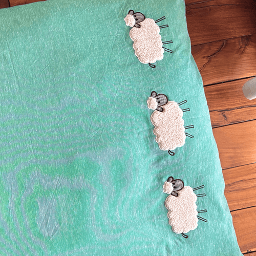 PoochMate Sage Green Cotton Sheep Flat Dog Bed