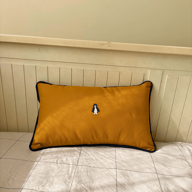 PoochMate Mustard Cotton Dog Pillow : Penguin