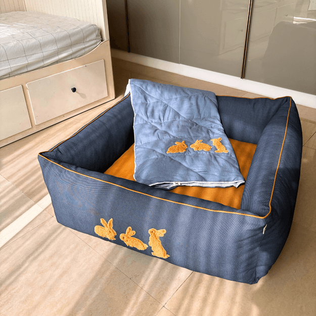 PoochMate Bunny Bliss Blue Dog Bedding Set