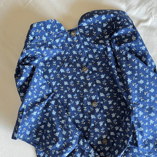 PoochMate OAK 3.0 :  Blue Floral Dog Shirt with honey bee Size 26