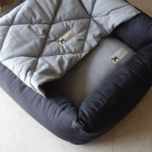 PoochMate Nesting Cat and Puppy Bed : Grey Pin Check
