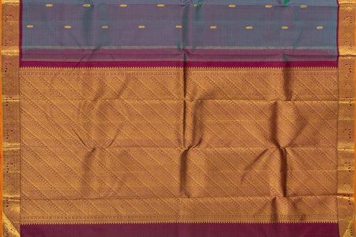 Blue And Magenta Kanchipuram Silk Saree With Medium Border Handwoven Pure Silk For Festive Wear PV J 560