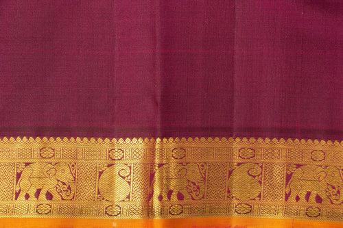 Blue And Magenta Kanchipuram Silk Saree With Medium Border Handwoven Pure Silk For Festive Wear PV J 560