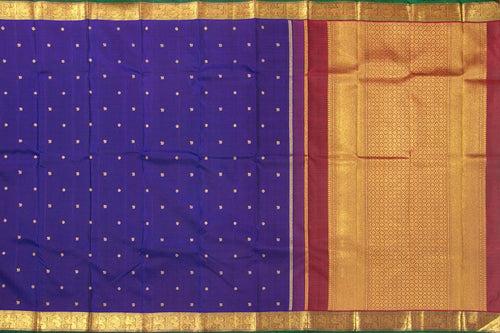 Blue And Maroon Kanchipuram Silk Saree With Small Border Handwoven Pure Silk For Wedding Wear PV NYC 1031