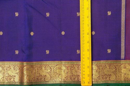 Blue And Maroon Kanchipuram Silk Saree With Small Border Handwoven Pure Silk For Wedding Wear PV NYC 1031