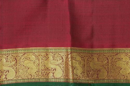 Blue And Maroon Kanchipuram Silk Saree With Small Border Handwoven Pure Silk For Wedding Wear PV NYC 1031