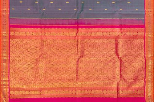 Blue And Pink Kanchipuram Silk Saree With Short Border Handwoven Pure Silk For Festive Wear PV J 400