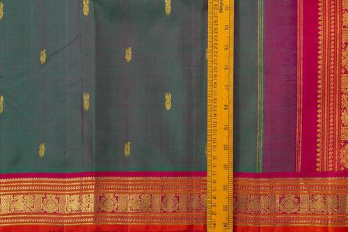 Blue And Pink Kanchipuram Silk Saree With Short Border Handwoven Pure Silk For Festive Wear PV J 400