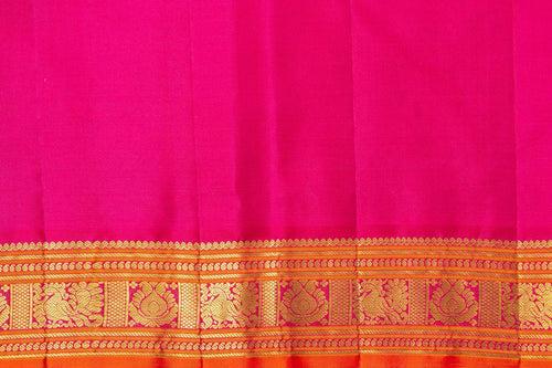 Blue And Pink Kanchipuram Silk Saree With Short Border Handwoven Pure Silk For Festive Wear PV J 400