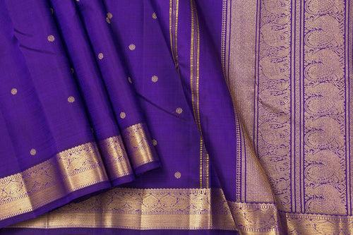 Blue Kanchipuram Silk Saree With Kamalam Motifs And Small Border Handwoven Pure Silk For Wedding Wear PV NYC 1085