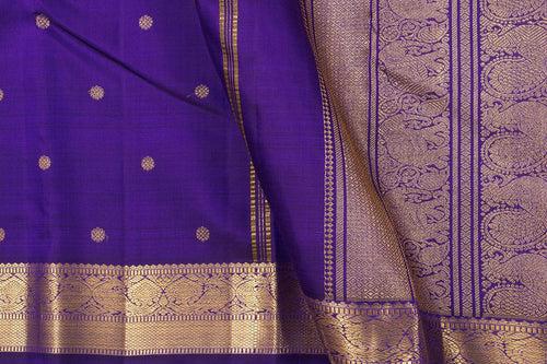 Blue Kanchipuram Silk Saree With Kamalam Motifs And Small Border Handwoven Pure Silk For Wedding Wear PV NYC 1085