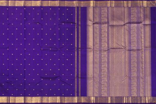 Blue Kanchipuram Silk Saree With Kamalam Motifs And Small Border Handwoven Pure Silk For Wedding Wear PV NYC 1085