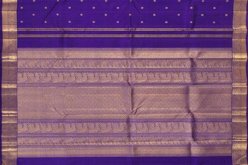 Blue Kanchipuram Silk Saree With Kamalam Motifs And Small Border Handwoven Pure Silk For Wedding Wear PV NYC 1085