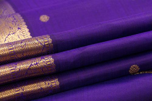 Blue Kanchipuram Silk Saree With Kamalam Motifs And Small Border Handwoven Pure Silk For Wedding Wear PV NYC 1085