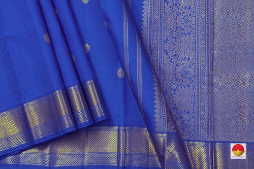 Blue Kanchipuram Silk Saree With Medium Border Handwoven Pure Silk For Wedding Wear PV NYC 1049