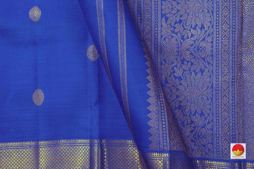 Blue Kanchipuram Silk Saree With Medium Border Handwoven Pure Silk For Wedding Wear PV NYC 1049
