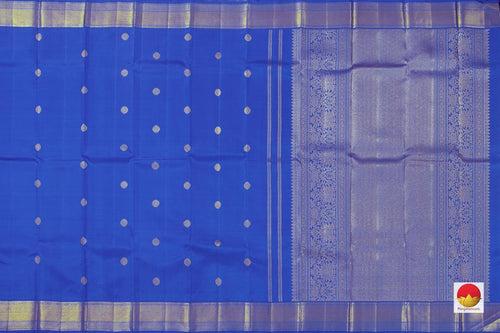 Blue Kanchipuram Silk Saree With Medium Border Handwoven Pure Silk For Wedding Wear PV NYC 1049