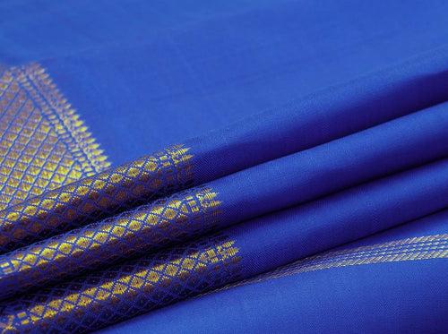 Blue Kanchipuram Silk Saree With Medium Border Handwoven Pure Silk For Wedding Wear PV NYC 1049