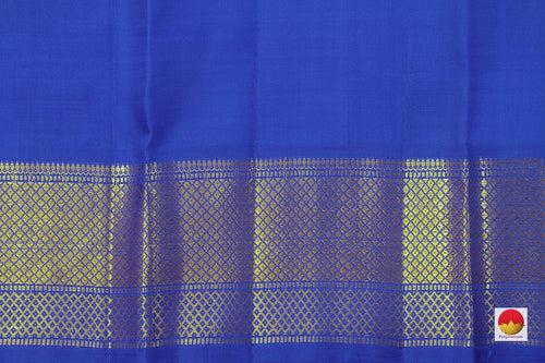 Blue Kanchipuram Silk Saree With Medium Border Handwoven Pure Silk For Wedding Wear PV NYC 1049