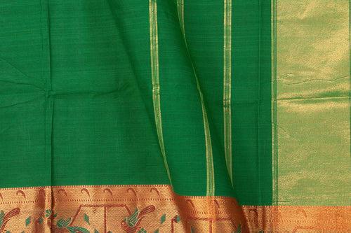 Bottle Green Kanchi Cotton Saree With Zari Border For Office Wear PV NYC KC 1082