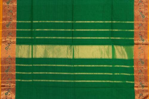 Bottle Green Kanchi Cotton Saree With Zari Border For Office Wear PV NYC KC 1082