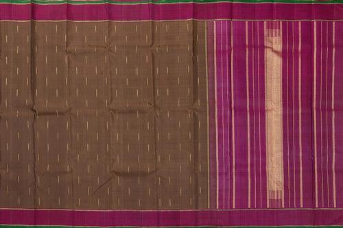 Brown And Magenta Kanchipuram Silk Saree With Small Border Handwoven Pure Silk For Festive Wear PV NYC 1003