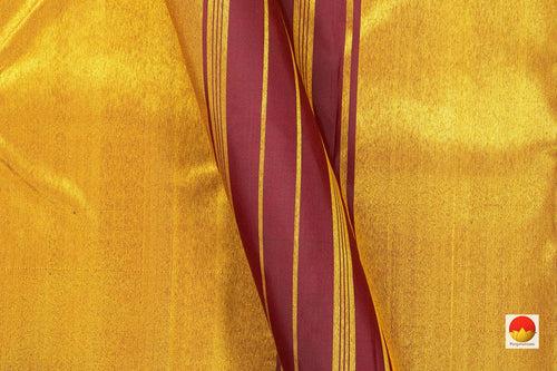 Brown And Maroon Kanchipuram Silk Saree With Rising Border Handwoven Pure Silk For Wedding Wear PV NYC 1000