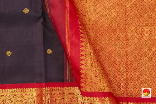 Brown And Red Kanchipuram Silk Saree With Small Border Handwoven Pure Silk For Wedding Wear PV NYC 1040