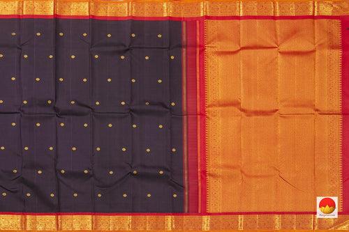 Brown And Red Kanchipuram Silk Saree With Small Border Handwoven Pure Silk For Wedding Wear PV NYC 1040