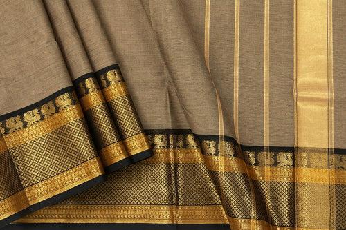 Fawn And Black Kanchi Cotton Saree For Office Wear PV NYC KC 1079