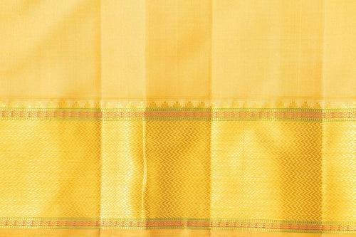 Green And Beige Kanchipuram Silk Saree With Gold floral motifs And Medium Border Handwoven Pure Silk For Wedding Wear PV 2032