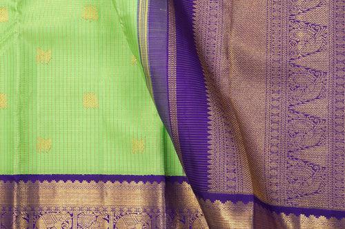 Green And Blue Kanchipuram Silk Saree With Medium Border Handwoven Pure Silk For Wedding Wear PV NYC 1067