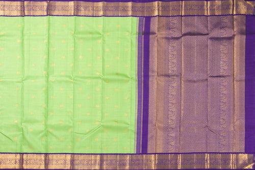 Green And Blue Kanchipuram Silk Saree With Medium Border Handwoven Pure Silk For Wedding Wear PV NYC 1067