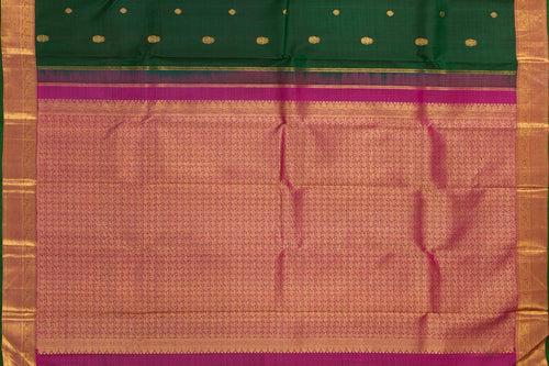 Green And Magenta Kanchipuram Silk Saree With Small Border Handwoven Pure Silk For Wedding Wear PV J 561