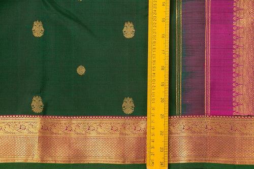 Green And Magenta Kanchipuram Silk Saree With Small Border Handwoven Pure Silk For Wedding Wear PV J 561