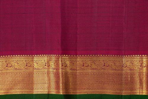 Green And Magenta Kanchipuram Silk Saree With Small Border Handwoven Pure Silk For Wedding Wear PV J 561