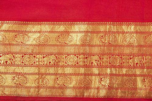 Green And Red Handpainted Kalamkari Kanchipuram Silk Saree Krishna Leela Theme Pure Zari PV VSR KK 105