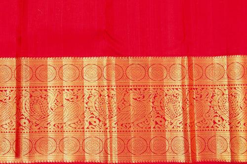 Green And Red Kanchipuram Silk Saree With Gold Zari Checks And Morning Evening Border Handwoven Pure Silk For Wedding Wear PV NYC 1051