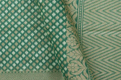 Green Banarasi Silk Cotton Saree With Antique Zari For Party Wear PSC NYC 1103