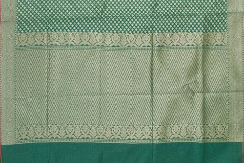 Green Banarasi Silk Cotton Saree With Antique Zari For Party Wear PSC NYC 1103