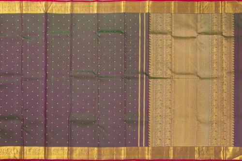 Green Dual Shade Kanchipuram Silk Saree With Medium Border Handwoven Pure Silk For Wedding Wear PV NYC 1018