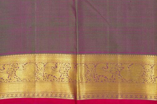 Green Dual Shade Kanchipuram Silk Saree With Medium Border Handwoven Pure Silk For Wedding Wear PV NYC 1018