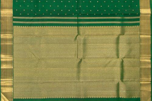 Green Kanchipuram Silk Saree With Kamalam Motifs And Medium Border Handwoven Pure Silk For Wedding Wear PV NYC 1014