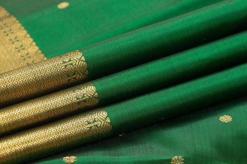 Green Kanchipuram Silk Saree With Kamalam Motifs And Medium Border Handwoven Pure Silk For Wedding Wear PV NYC 1014