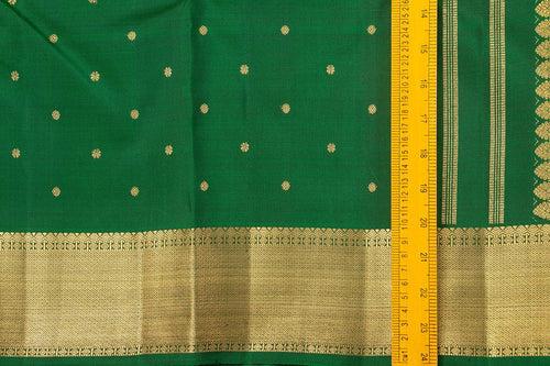 Green Kanchipuram Silk Saree With Kamalam Motifs And Medium Border Handwoven Pure Silk For Wedding Wear PV NYC 1014