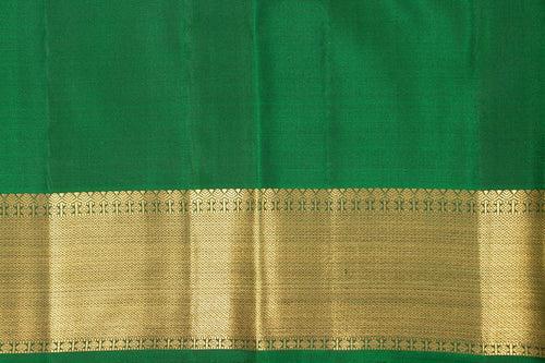 Green Kanchipuram Silk Saree With Kamalam Motifs And Medium Border Handwoven Pure Silk For Wedding Wear PV NYC 1014