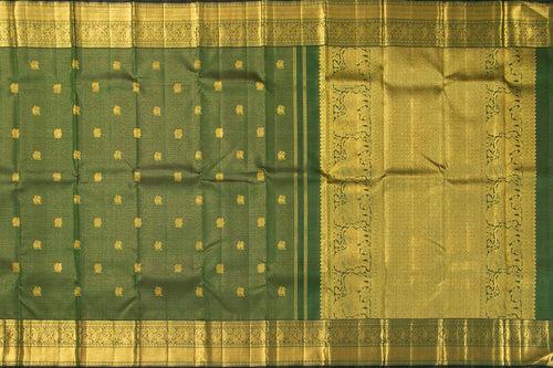 Green Kanchipuram Silk Saree With Medium Border Handwoven Pure Silk For Wedding Wear PV NYC 1025