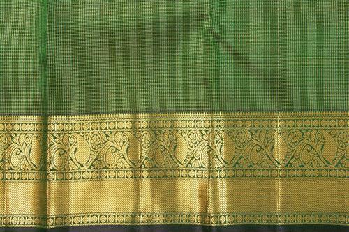 Green Kanchipuram Silk Saree With Medium Border Handwoven Pure Silk For Wedding Wear PV NYC 1025